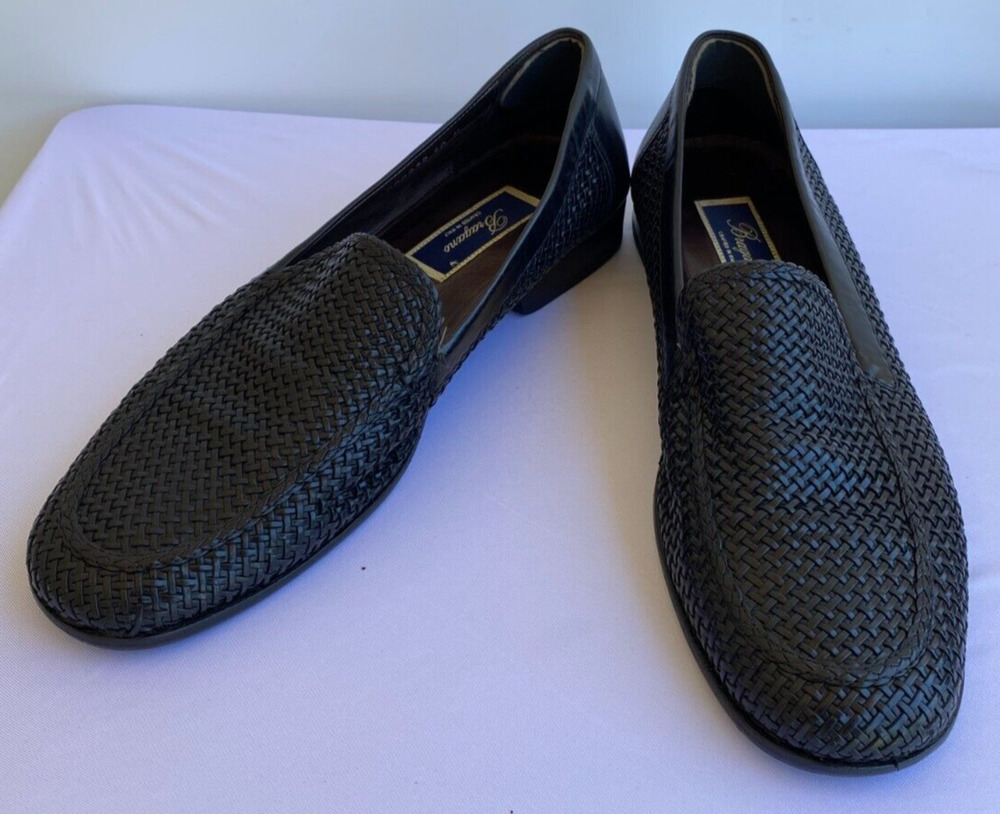 Bragano Cole Haan Shoes Mens 10M Black Leather Loafers Woven Classic